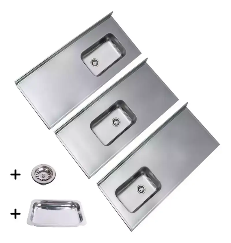 Mesada 150cm Bacha Simple De Acero Inoxidable Grueso - 100% Calidad + Asadera De Acero Profesional De Regalo