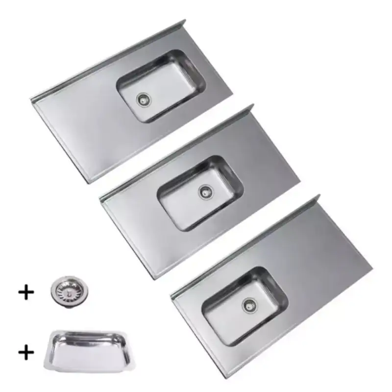 Mesada 120cm Bacha Simple De Acero Inoxidable Grueso - 100% Calidad + Asadera De Acero Profesional De Regalo